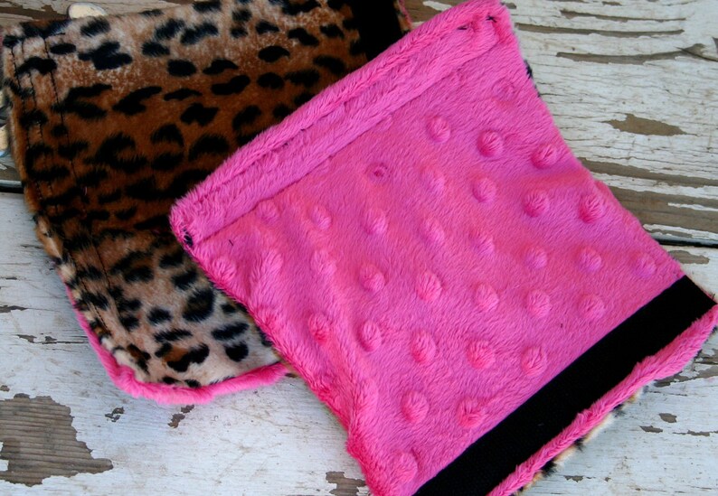 Leopard Print With Hot Pink Minky Car Seat Strap Covers for Etsy