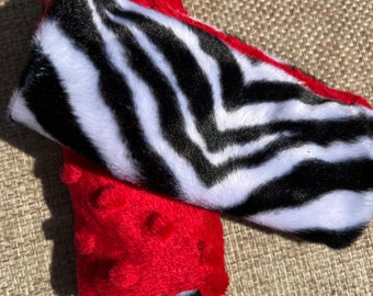 Zebra Minky & Red Minky Infant/Toddler Strap Covers
