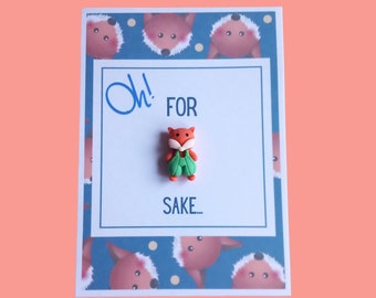 For Fox Sake Pocket Token Card - Pocket Hug - Wish Token - Funny Message - Humour - Keepsake Gift Card - Fox Gift Card Keepsake