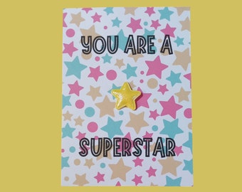 You Are A Superstar Pocket Token Card - Pocket Hug - Wish Token - Fun Message - Motivational -Superstar Keepsake Gift Card