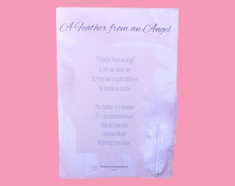 A Feather from an Angel Token Card - Pocket Hug - Wish Token - Caring Message - Comforting - Keepsake Gift Card