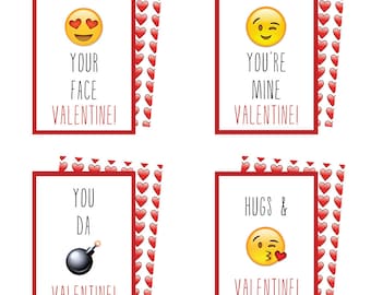 Instant Download Printable Emoji Valentines