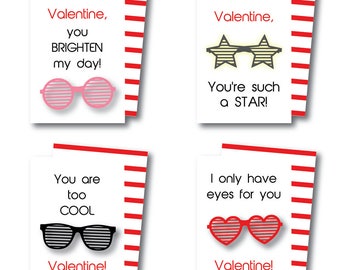 Instant Download Printable Sunglasses Valentines
