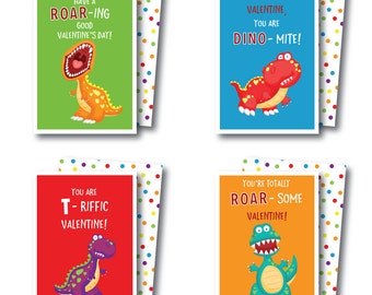 Instant Download Printable Dinosaur Valentines