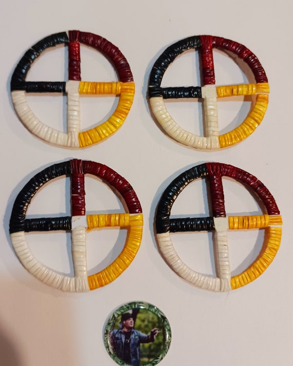 Beautiful Lakota quillwork medicine wheel