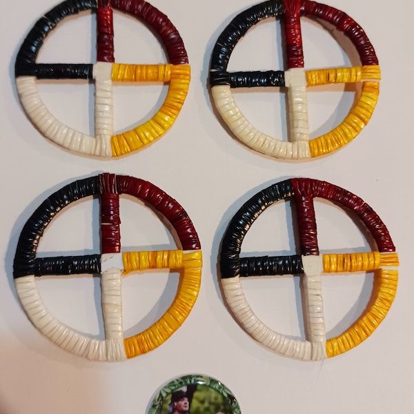 Beautiful Lakota quillwork medicine wheel