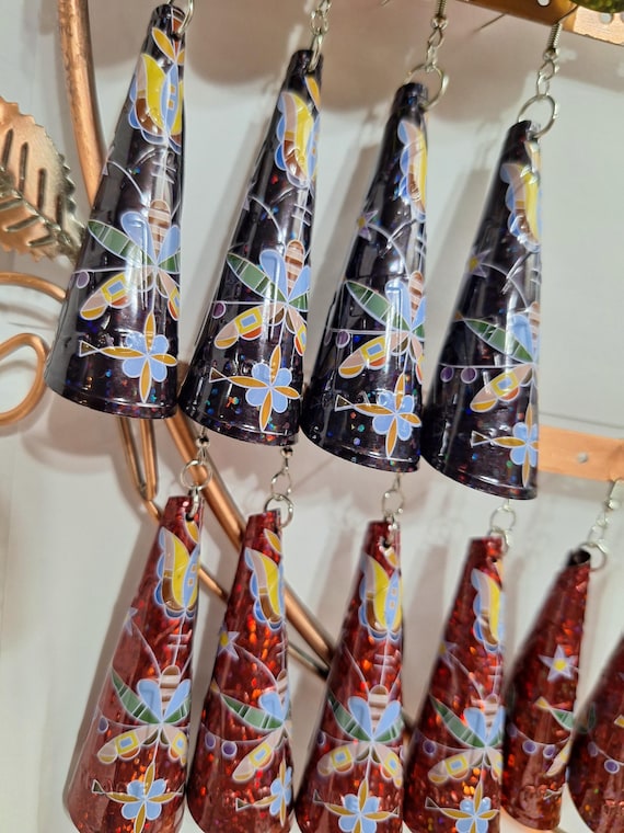 Beautiful glitter jingle earrings! Adult size Navy glitter or child size red!! Also rainbow and copper!!