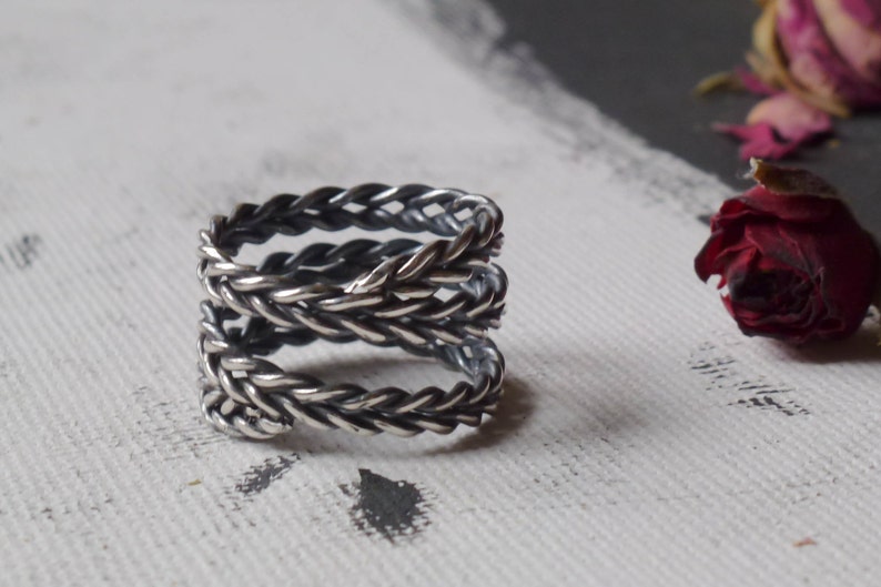 Braided Ring Wrapped Braid Ring Armor Ring Sterling Etsy