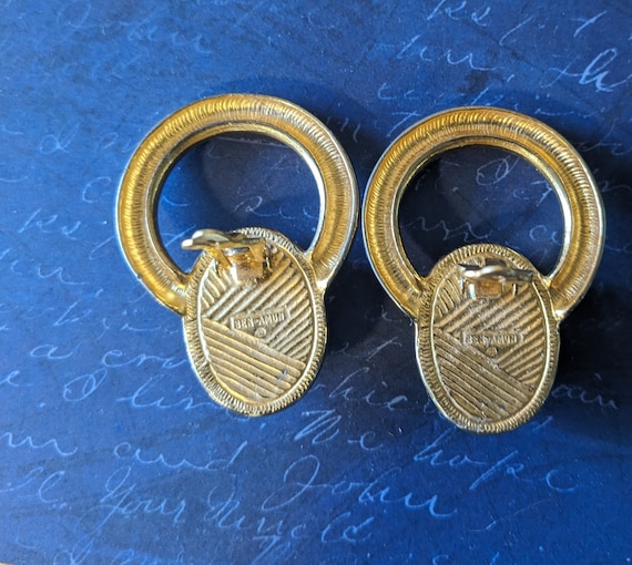 Vintage Ben Amun Clip On Gold Tone Hoop Earrings … - image 6
