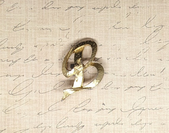 Vintage Gold Tone Cursive Initial Letter B Pin Br… - image 1