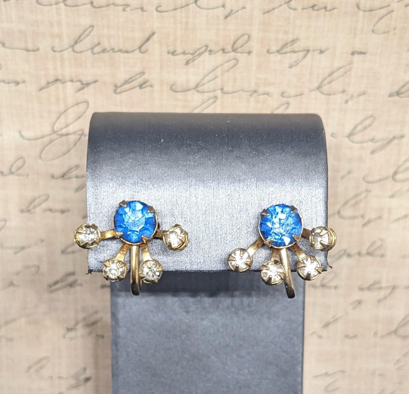 Vintage B.N. Bugbee & Niles Blue Rhinestone Brooch Pendant  display picture 3