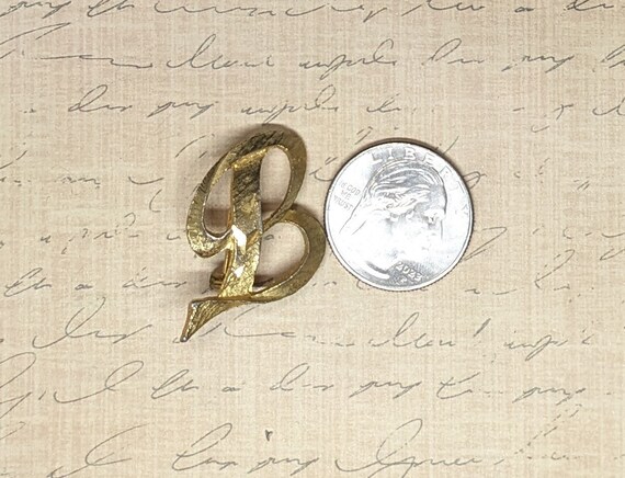 Vintage Gold Tone Cursive Initial Letter B Pin Br… - image 2