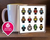 4 x Star Trek Coaster, Pixel, Startrek Coffee Gift, Spock, Kirk Tea Cup, Present, Gift, DS9 Wharf , Next Generation 8bit Trekkie Trekker Mug