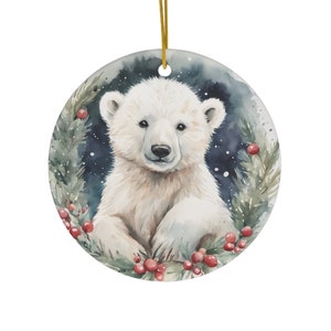 Polar Bear Ceramic Ornament Christmas Gift Polar Bear  Christmas Ornament Polar Bear Ornament Cute Bear