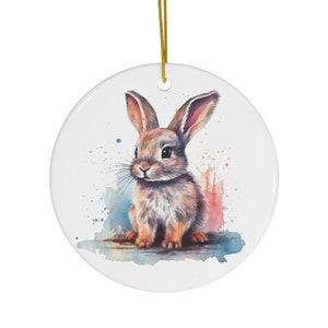Bunny Ceramic Ornament Christmas Gift Cute Rabbit Ornament Bunny Ornament Cute Bunny Pastel Christmas Ornament