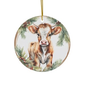 Cow Ceramic Ornament Christmas Gift Cow Christmas Ornament Cow Ornament Cute Cow Ornament