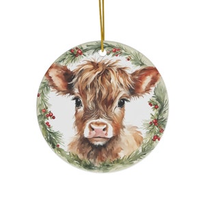 Cow Ceramic Ornament Christmas Gift Cow Christmas Ornament Cow Ornament Cute Cow Ornament
