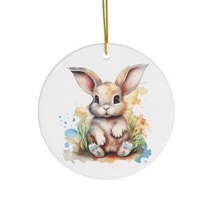 Rabbit Ceramic Ornament Christmas Gift Bunny Ornament Rabbit Ornament Cute Bunny Pastel Christmas Ornament