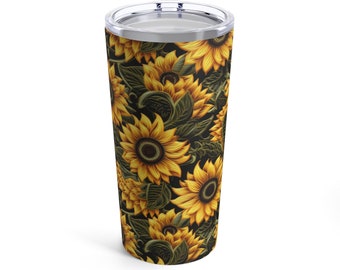 Embroidery Sunflower Tumbler 20oz Flower Tumbler