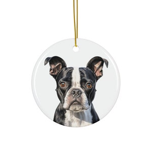 Boston Terrier Ceramic Ornament Christmas Gift