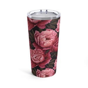 Pink Peony Tumbler 20oz Flower Tumbler Garden Theme