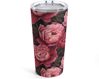 Pink Peony Tumbler 20oz Flower Tumbler Garden Theme
