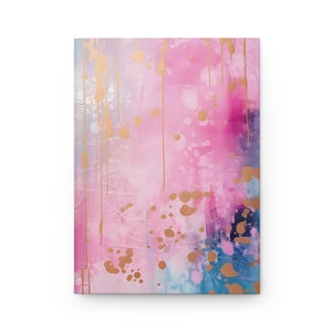 Trendy Paint Style Pink Blue and Gold Hardcover Journal Matte Notebook Garden journal