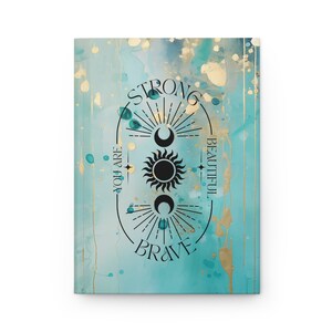 Motivational Tredny Teal Gold Hardcover Journal Matte Notebook Garden journal