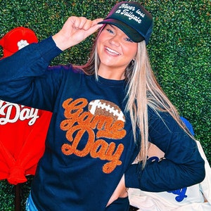 Sweatshirt w/ Orange Game Day Football Chenille