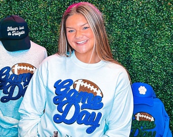 Sweatshirt w/ Royal Blue Game Day Football Chenille