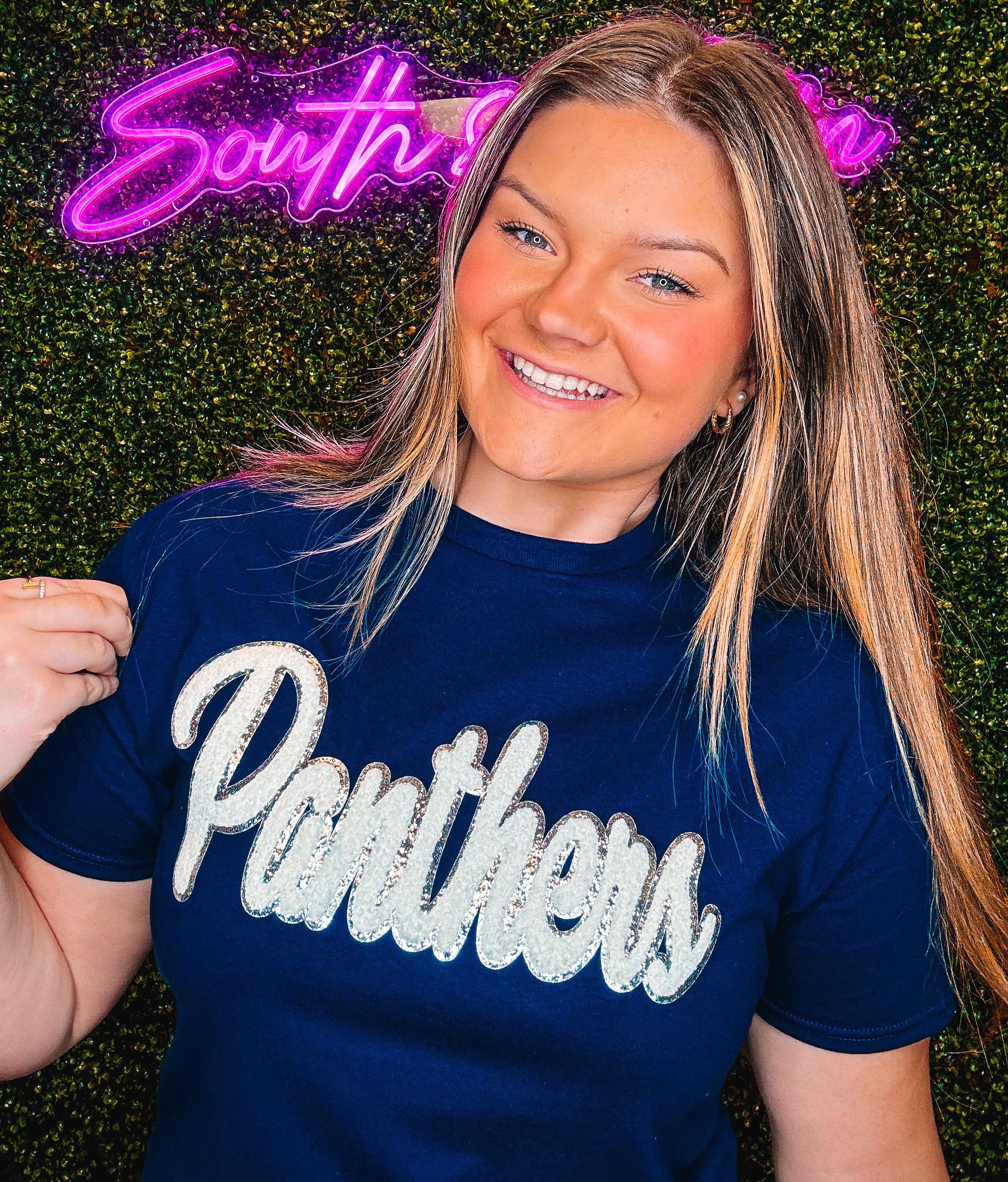 White Panthers Chenille Script T-Shirt