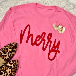 Camiseta rosa de manga larga "Merry"