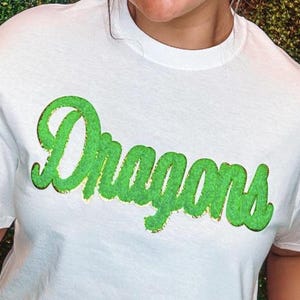 Dragons Kelly Green Chenille Heat Applied Patch