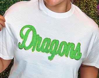Parche de chenilla Dragons Kelly Green aplicado con calor