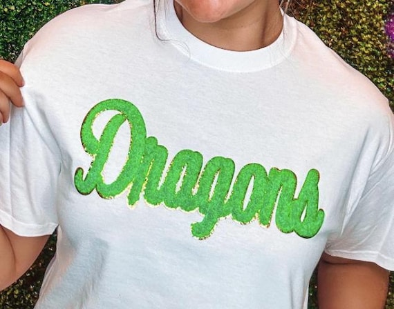 Dragons Kelly Green Chenille Heat Applied Patch