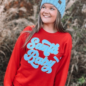 Santa Baby Chenille Sweatshirt (Red) FREE SHIPPING