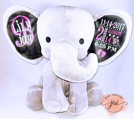 elephant baby announcement stuffed animal