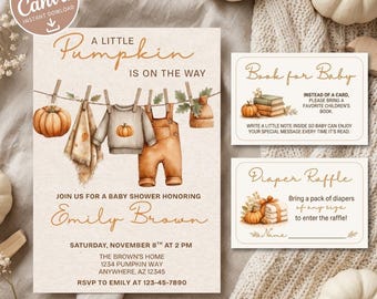 Little Pumpkin Baby Shower Invitation, Fall Baby Shower Invite, Pumpkin Shower