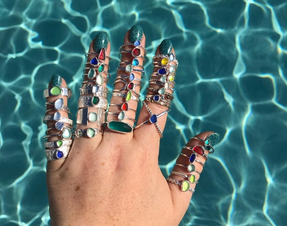 Beach glass ring deals