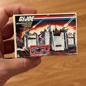 Vintage Original 1980s Hasbro G.I. Joe HEADQUARTERS COMMAND CENTER Toy Box Miniature Christmas Ornament / Refrigerator Fridge Magnet