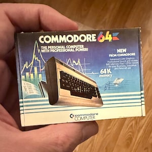 Vintage Original COMMODORE 64 Miniature Computer Box Christmas Ornament / Refrigerator Fridge Magnet