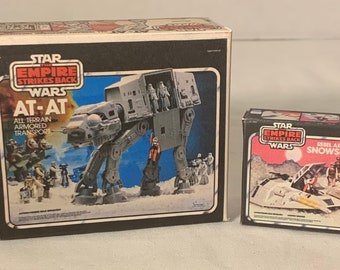 Vintage Original Kenner Star Wars The Empire Strikes Back AT-AT & Snowspeeder Paper Craft Miniature Toy Box 1/6 scale