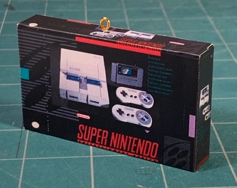 Vintage Original Super NES Nintendo Entertainment System Miniature Toy Box Christmas Ornament