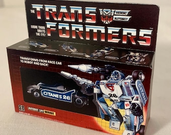 Adorno navideño vintage original Hasbro G1 Transformers MIRAGE con imán en miniatura para caja de juguetes