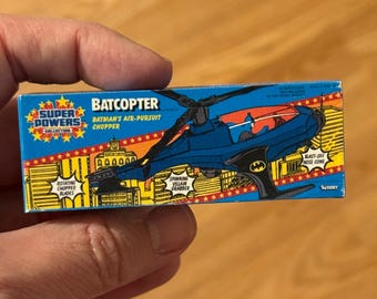 Vintage Original Kenner Super Powers Batman BATCOPTER Miniature Toy Box Christmas Ornament / Refrigerator Fridge Magnet
