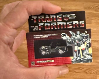 Adorno navideño vintage original Hasbro G1 Transformers Jeep HOUND con imán en miniatura para caja de juguetes