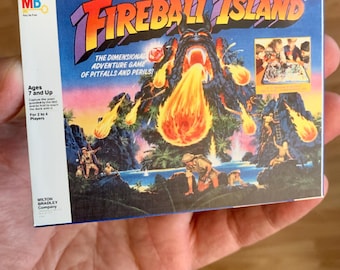 Imán vintage original de MB Milton Bradley FIREBALL ISLAND para juego de mesa, miniatura, caja de juguetes, adorno navideño