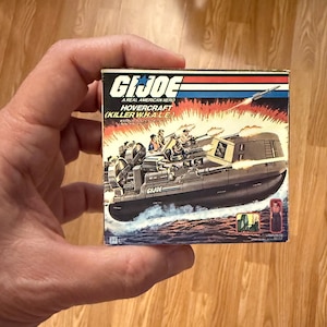 Vintage Original Hasbro 1980s G.I. Joe HOVERCRAFT (Killer Whale) Miniature Toy Box Christmas Ornament / Refrigerator Fridge Magnet