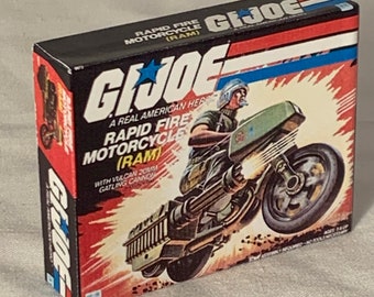 Adorno navideño en miniatura/imán para refrigerador de Hasbro G.I. Joe RAPID FIRE, motocicleta RAM, original de los años 80