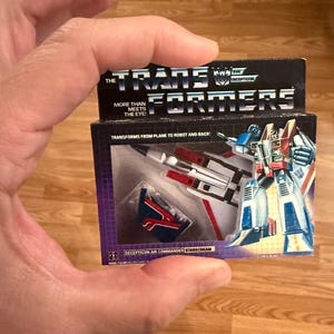 Vintage Original Hasbro G1 Transformers  STARSCREAM Magnet Miniature Toy Box Christmas Ornament